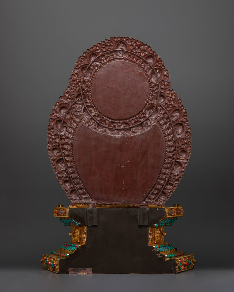 Shakyamuni Buddha Seated on Throne | Majestic Copper Sculpture for Your Sacred Space