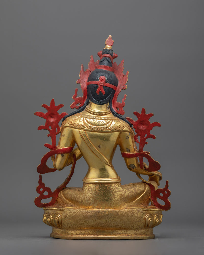 The Compassionate Protector Copper Statue | Green Tara Sculpture for Your Sacred Space