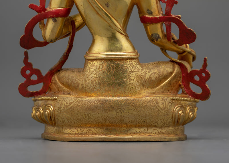 The Compassionate Protector Copper Statue | Green Tara Sculpture for Your Sacred Space