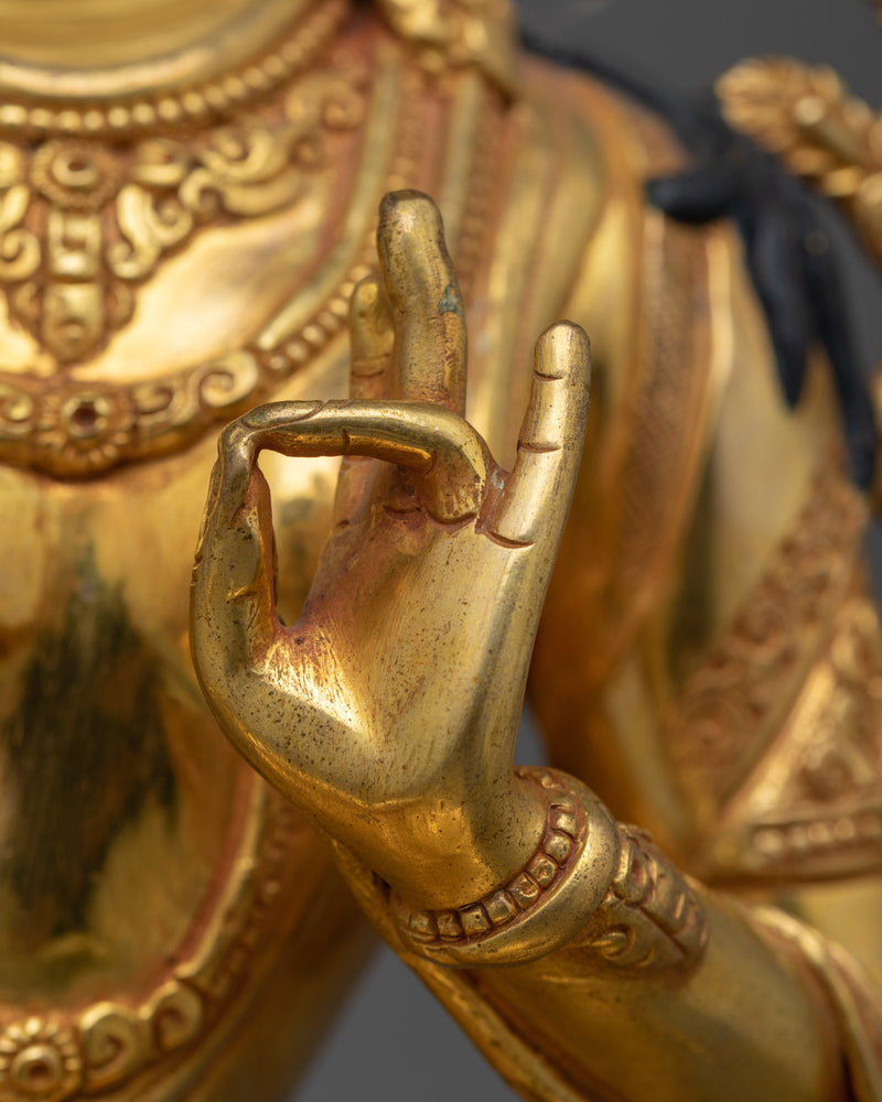 The Compassionate Protector Copper Statue | Green Tara Sculpture for Your Sacred Space