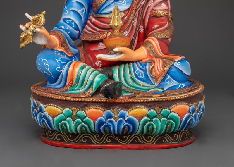 Handmade Guru Rinpoche Colored Statue | Guide to Spiritual Awakening