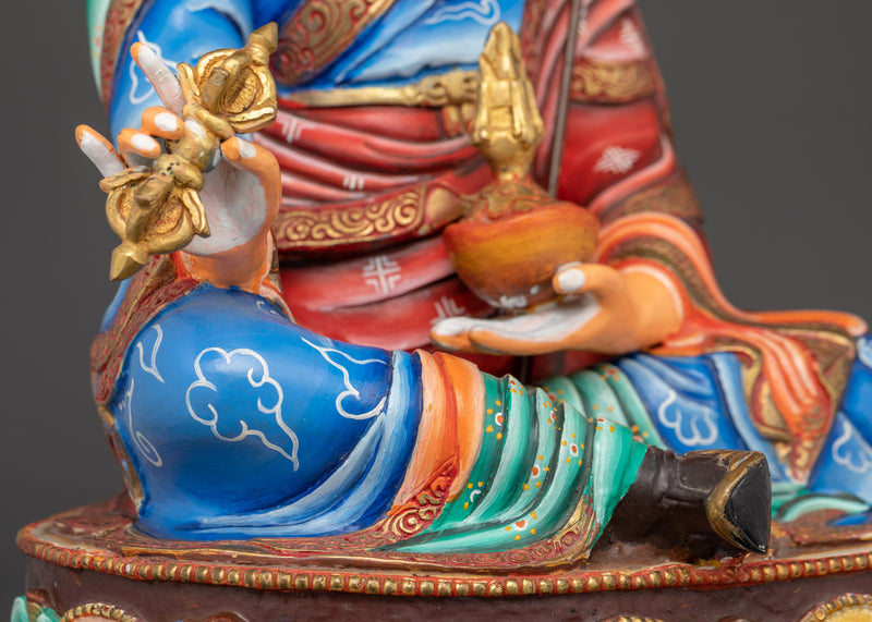 Handmade Guru Rinpoche Colored Statue | Guide to Spiritual Awakening