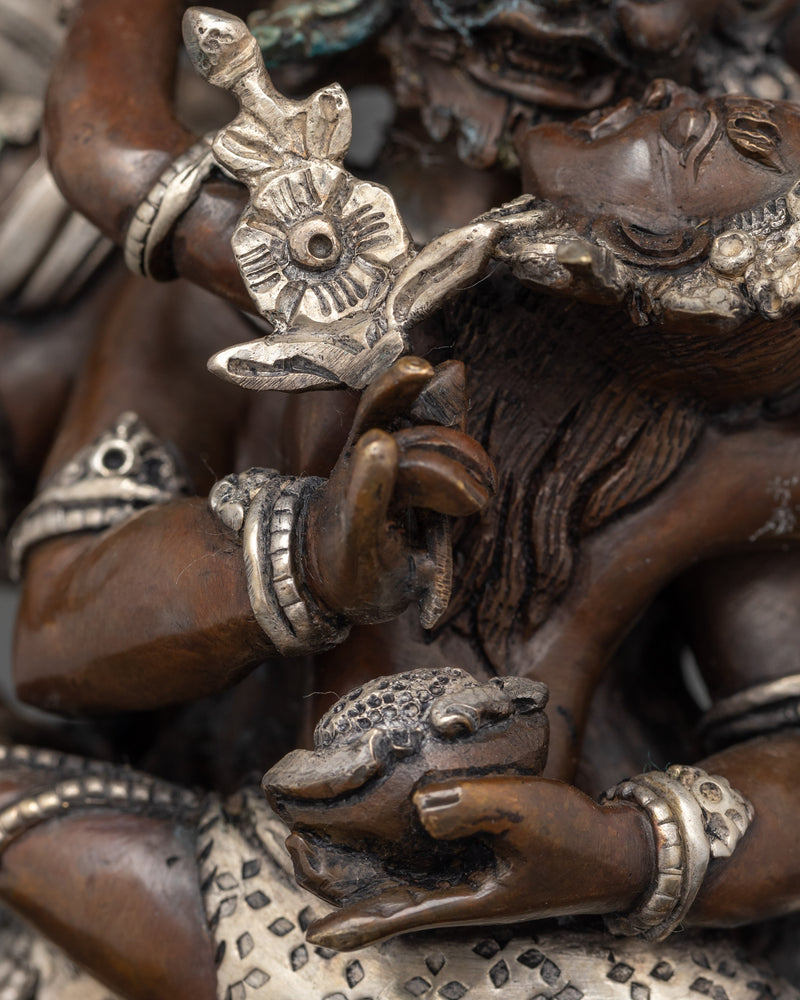 Hayagriva Silver Plated Oxidized Statue | Protector of Wisdom