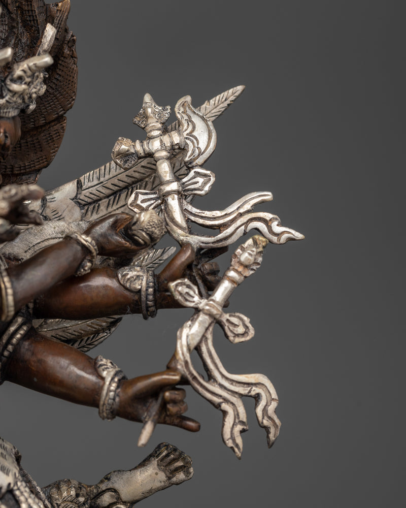 Hayagriva Silver Plated Oxidized Statue | Protector of Wisdom