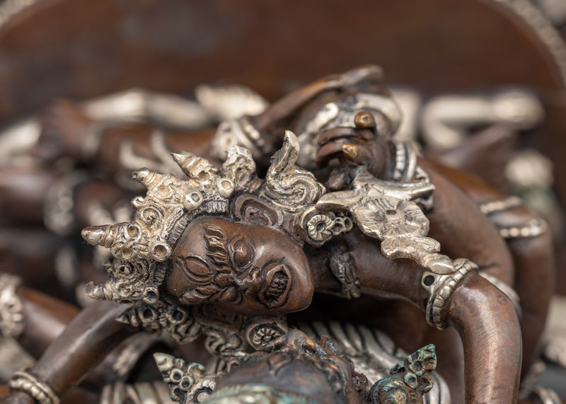 Hayagriva Silver Plated Oxidized Statue | Protector of Wisdom