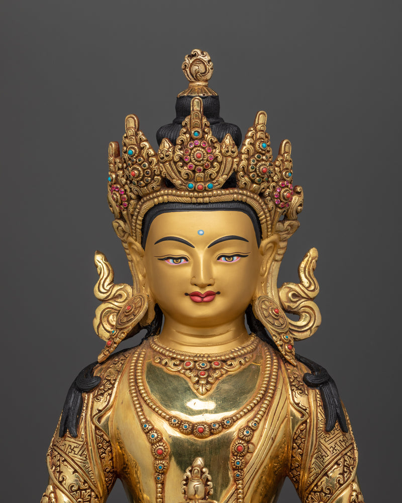 The Deity of Infinite Life and Wisdom | Amitayus Copper Statue