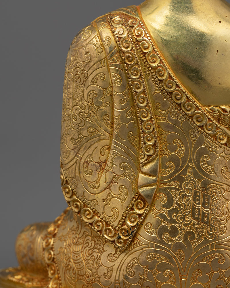 Sacred Maitreya Buddha | 24K Gold Gilded Copper Statue with Gold & Acrylic Paintings