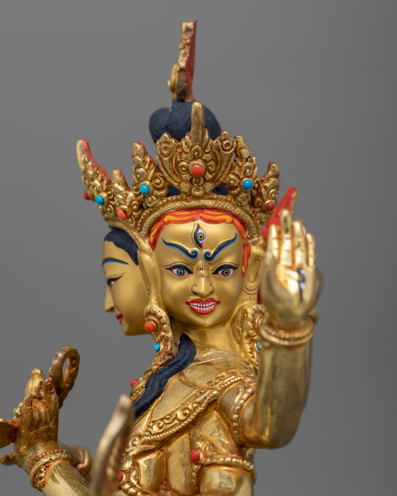 Sacred Namgyalma Statue | 24K Gold Gilded Copper Statue with Gemstones