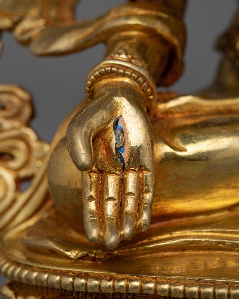 Sacred Namgyalma Statue | 24K Gold Gilded Copper Statue with Gemstones