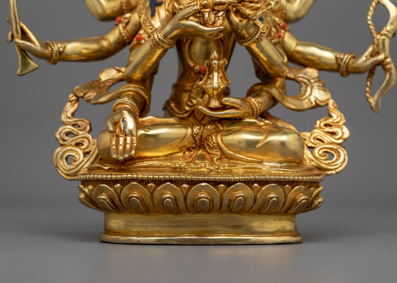 Sacred Namgyalma Statue | 24K Gold Gilded Copper Statue with Gemstones