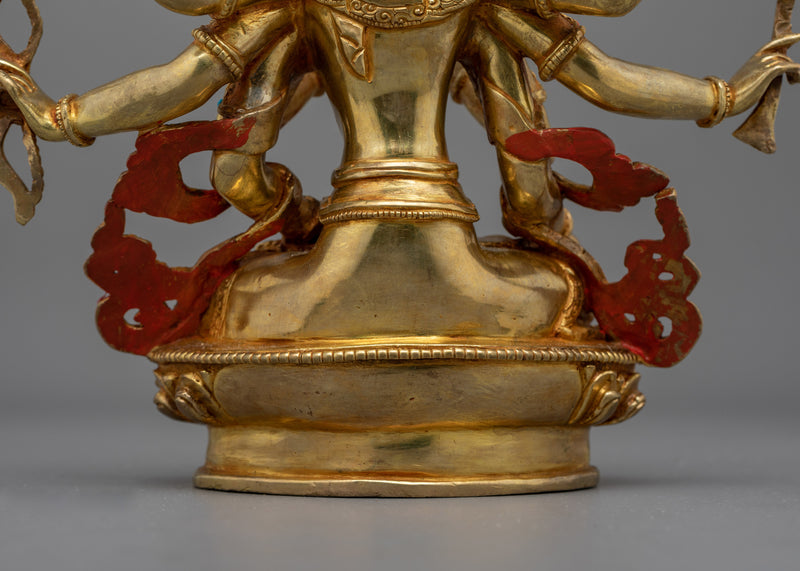 Sacred Namgyalma Statue | 24K Gold Gilded Copper Statue with Gemstones