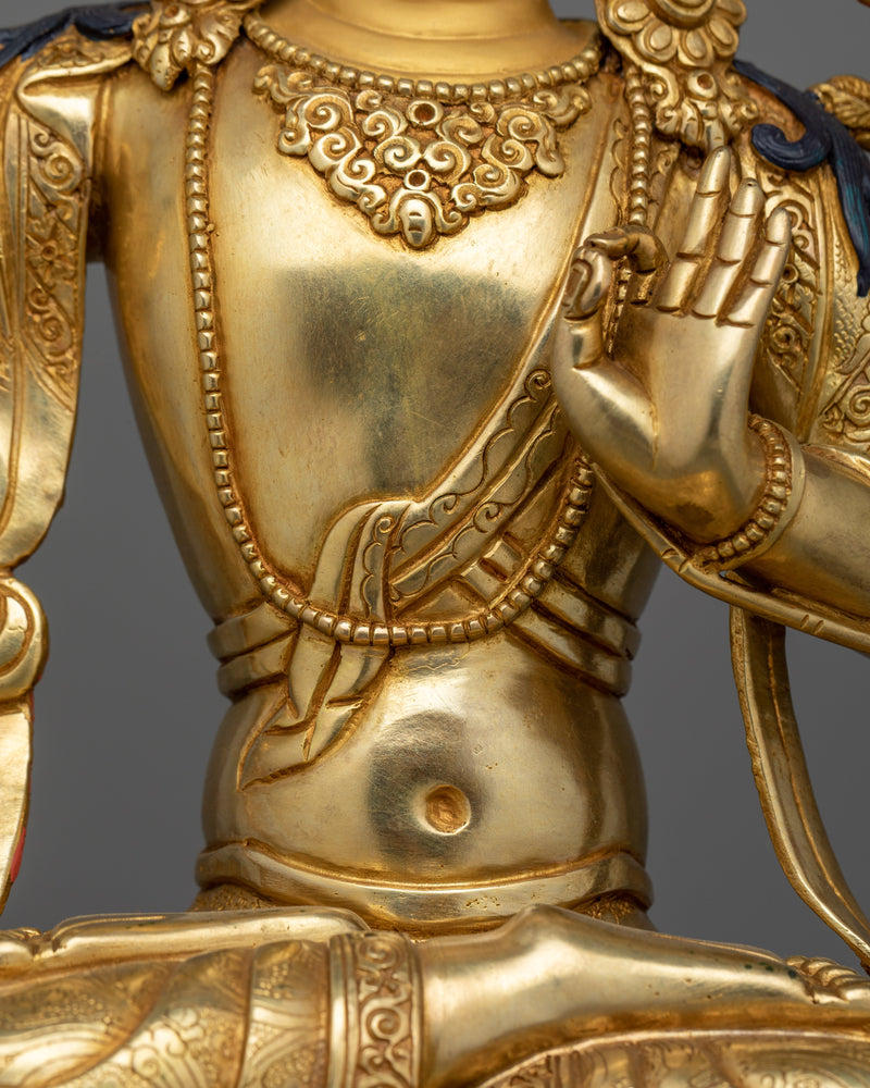 Sacred Manjushri Deity | 24K Gold Gilded Copper Statue