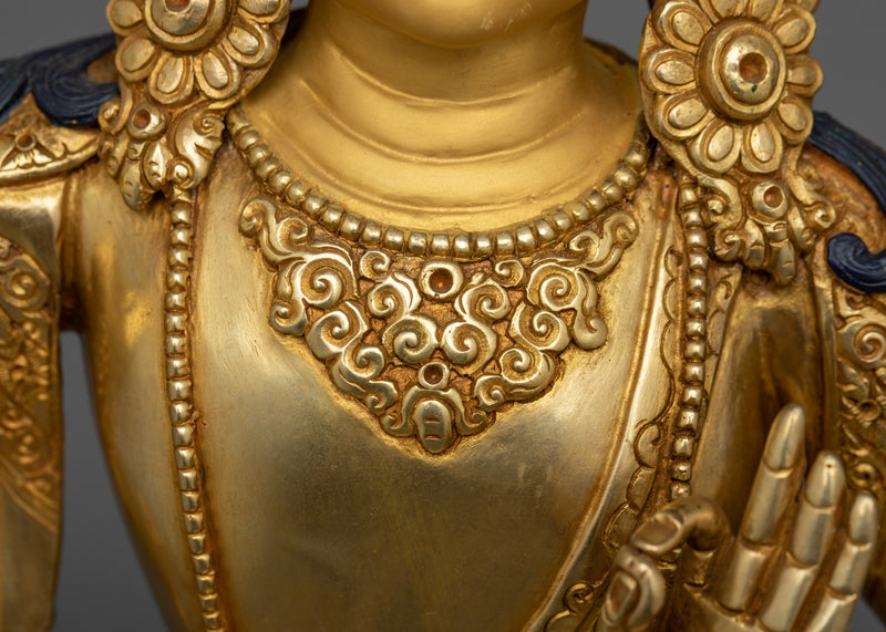 Sacred Manjushri Deity | 24K Gold Gilded Copper Statue