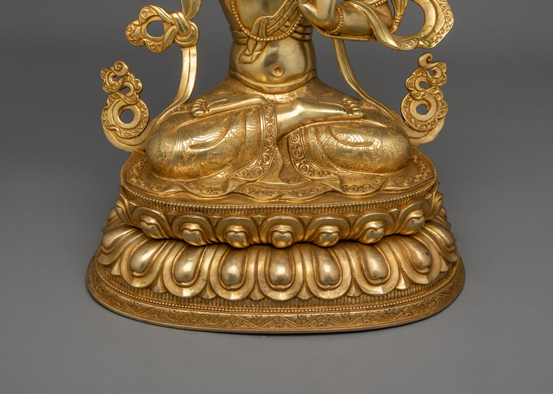 Sacred Manjushri Deity | 24K Gold Gilded Copper Statue