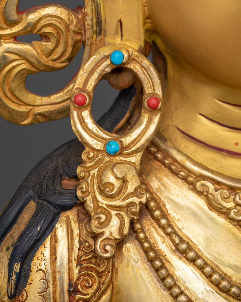 Sacred Amitayus Statue | 24K Gold Gilded Copper Art