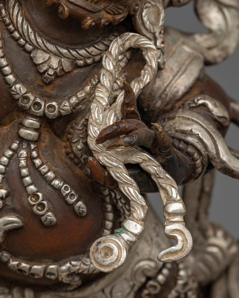 Sacred Vajrapani Buddha Statue | Silver-Plated Oxidized Copper