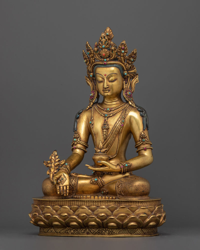 The Healer with Regal Grace | Crown Medicine Buddha Statue