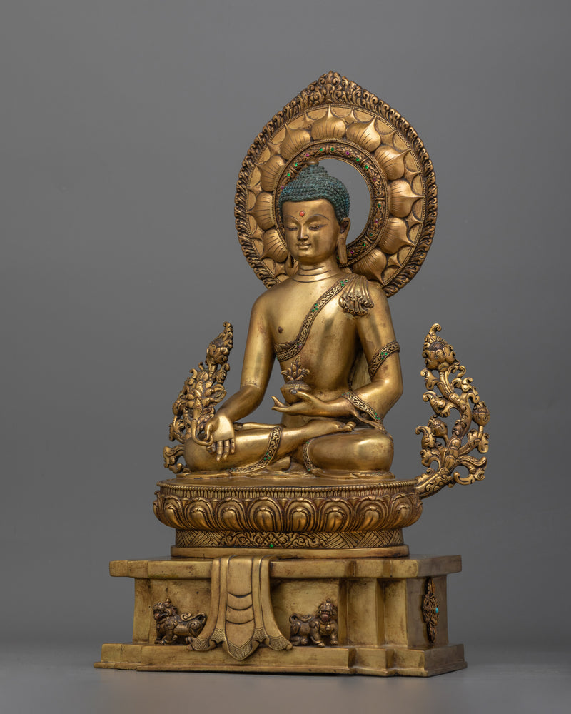 Medicine Buddha on the Throne | The Supreme Healer in Majestic Form