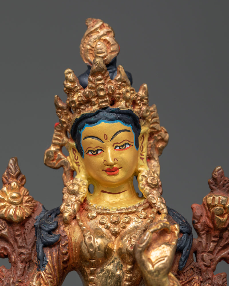 Sacred Green Tara Statue | Compact Divine Protector for Your Shrine