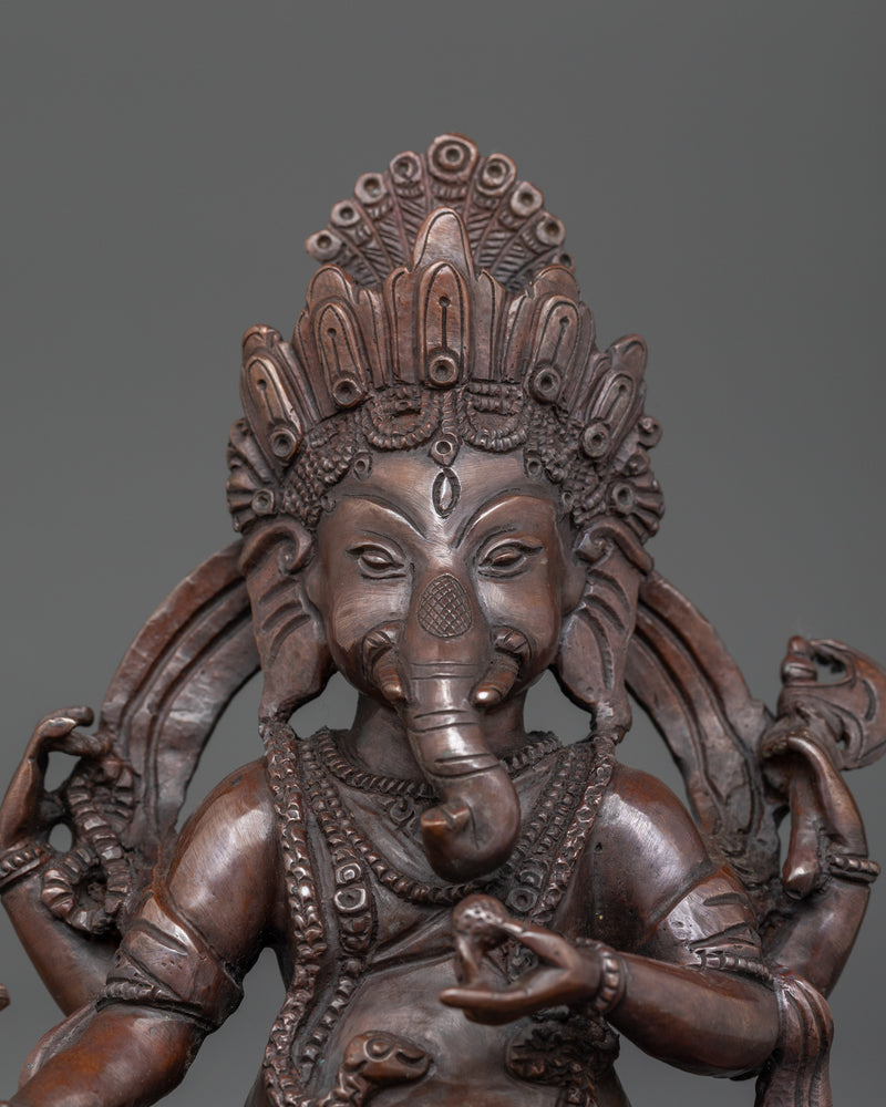 Sacred Ganesh Statue | Handcrafted Oxidized Copper Sculpture