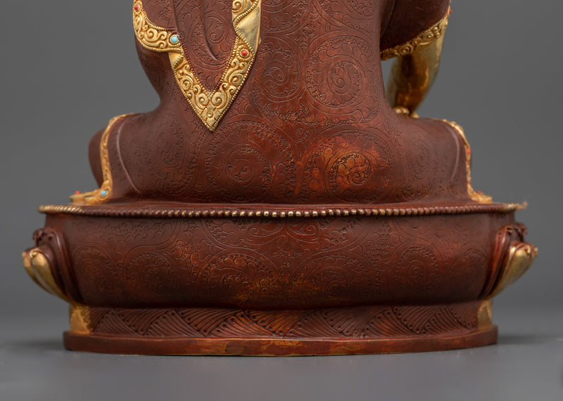 Sacred Shakyamuni Buddha Statue | 24K Gold Gilded Oxidized Copper Sculpture