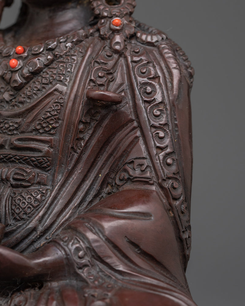 Oxidized Guru Rinpoche Statue | Handcrafted Copper Sculpture