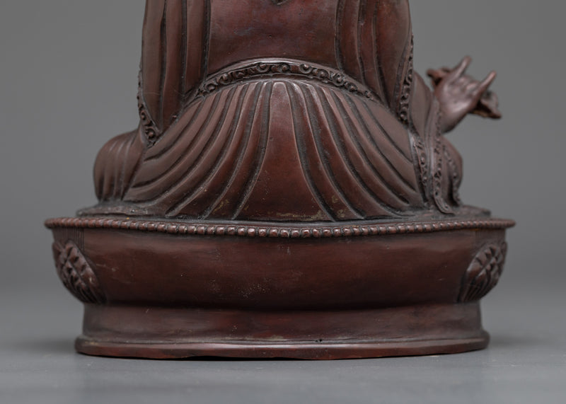 Oxidized Guru Rinpoche Statue | Handcrafted Copper Sculpture