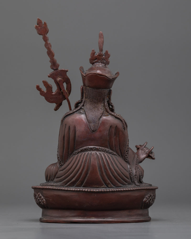 Oxidized Guru Rinpoche Statue | Handcrafted Copper Sculpture