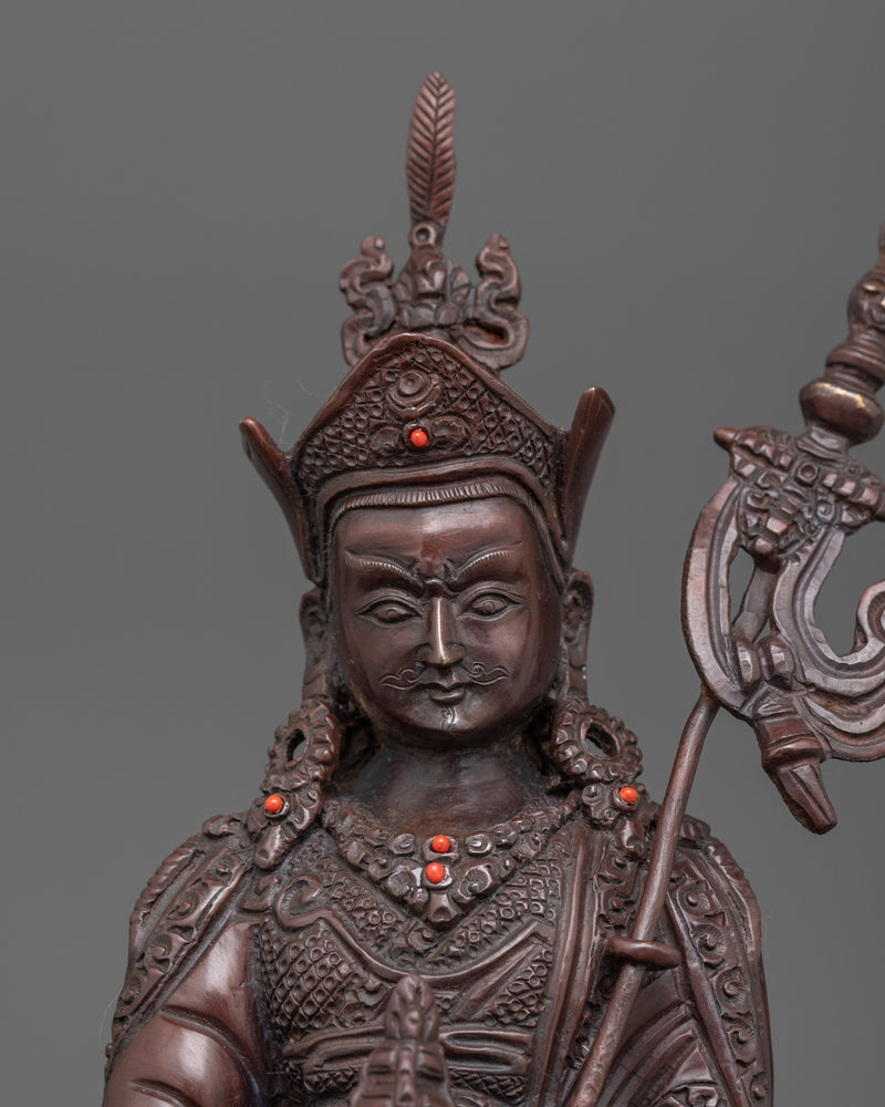 Oxidized Guru Rinpoche Statue | Handcrafted Copper Sculpture