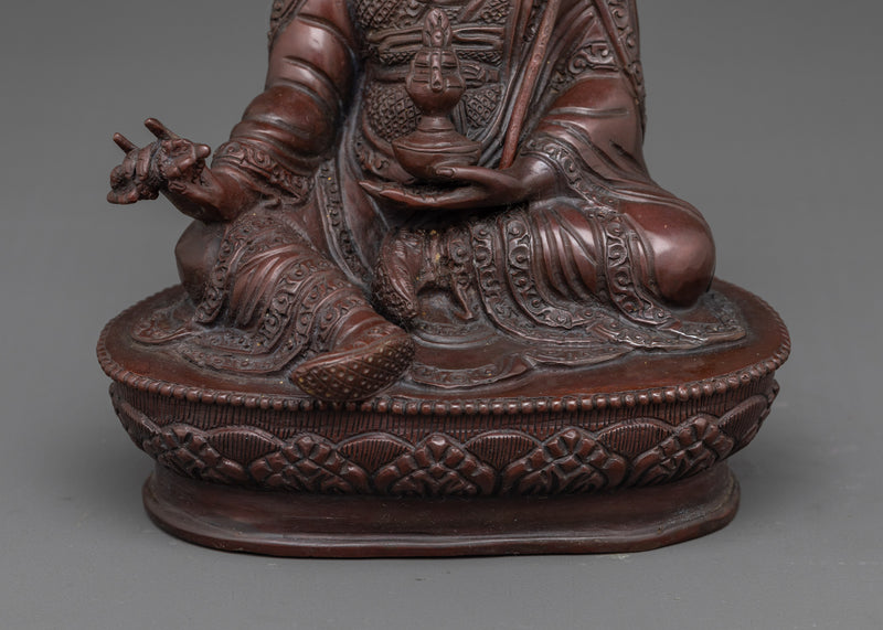 Oxidized Guru Rinpoche Statue | Handcrafted Copper Sculpture