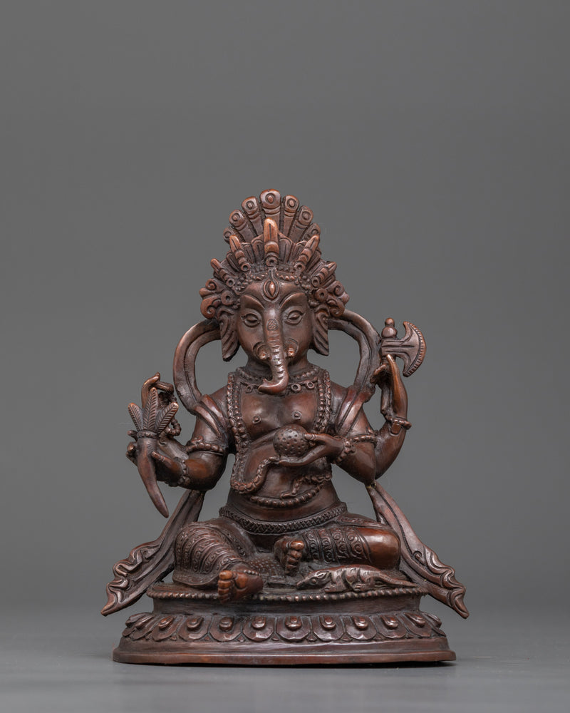 Sacred Ganesh Statue | Handcrafted Oxidized Copper Sculpture