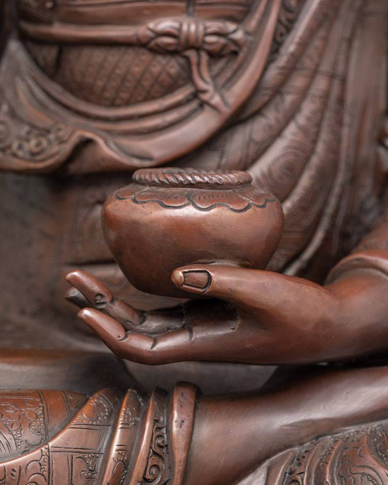 Oxidized Shakyamuni Buddha Figure | Handcrafted Copper Statue