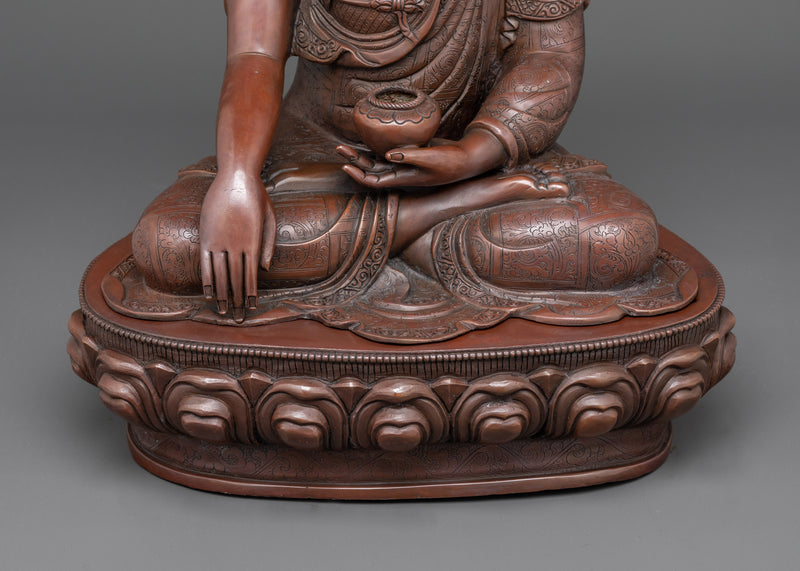 Oxidized Shakyamuni Buddha Figure | Handcrafted Copper Statue