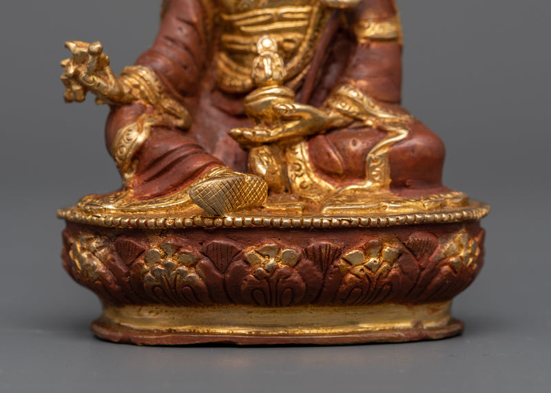 Sacred Guru Rinpoche Figure | 24K Gold Gilded Copper Statue