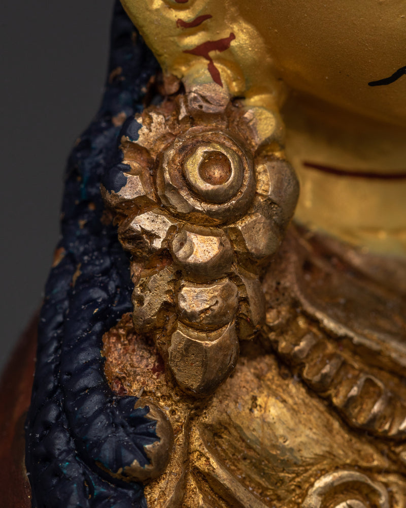 Sacred Guru Rinpoche Figure | 24K Gold Gilded Copper Statue