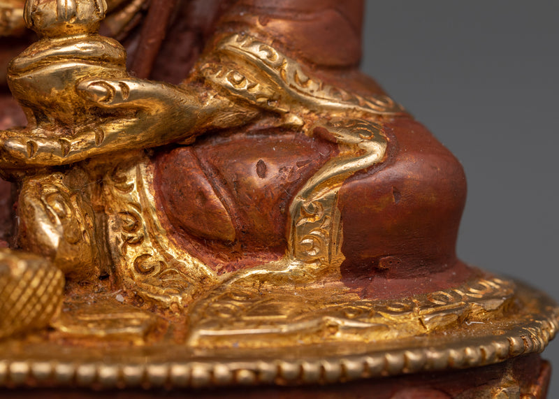 Sacred Guru Rinpoche Figure | 24K Gold Gilded Copper Statue