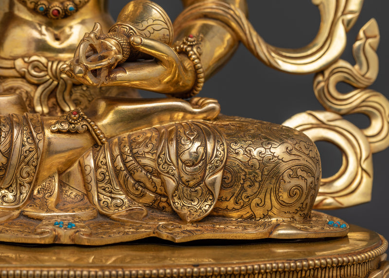 Sacred Vajrasattva Statue | Handcrafted 24K Gold Gilded Copper Sculpture