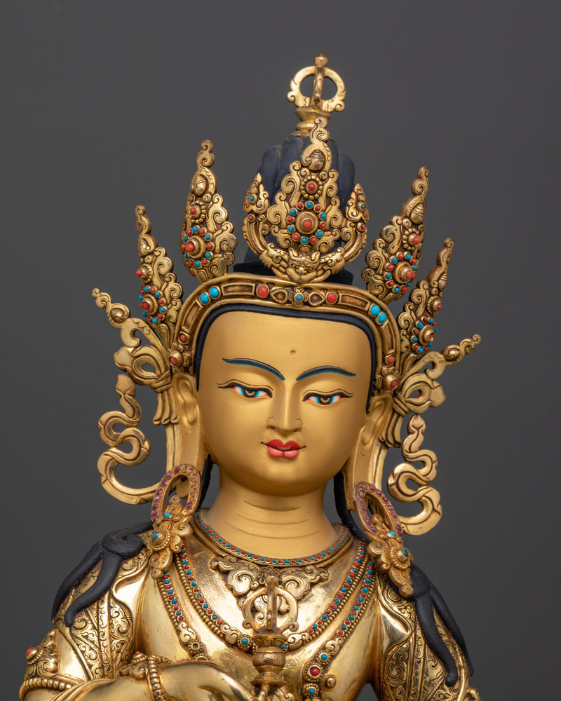 Sacred Vajrasattva Statue | Handcrafted 24K Gold Gilded Copper Sculpture