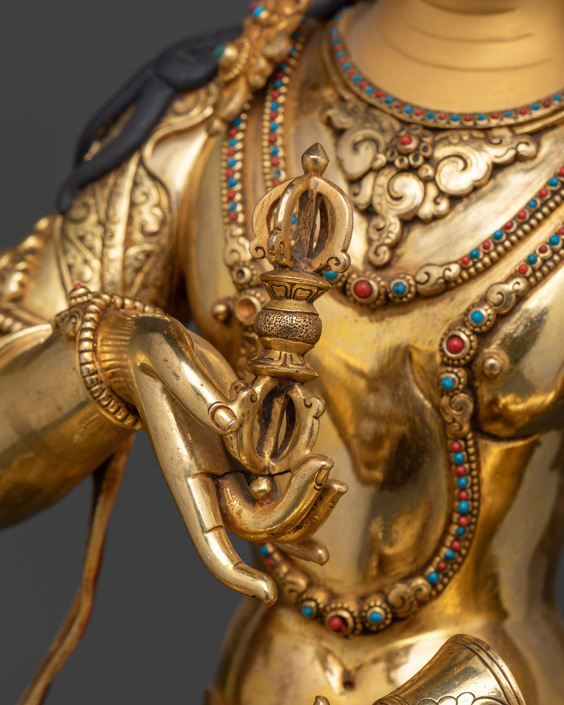 Sacred Vajrasattva Statue | Handcrafted 24K Gold Gilded Copper Sculpture