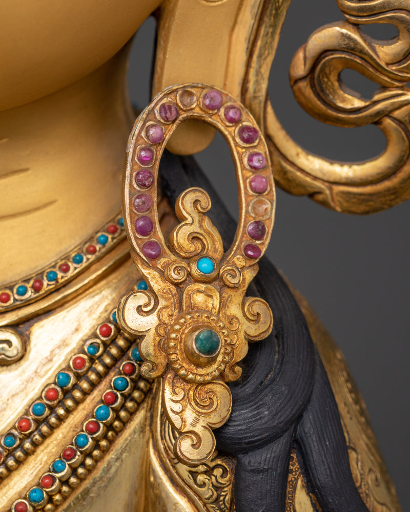 Sacred Vajrasattva Statue | Handcrafted 24K Gold Gilded Copper Sculpture