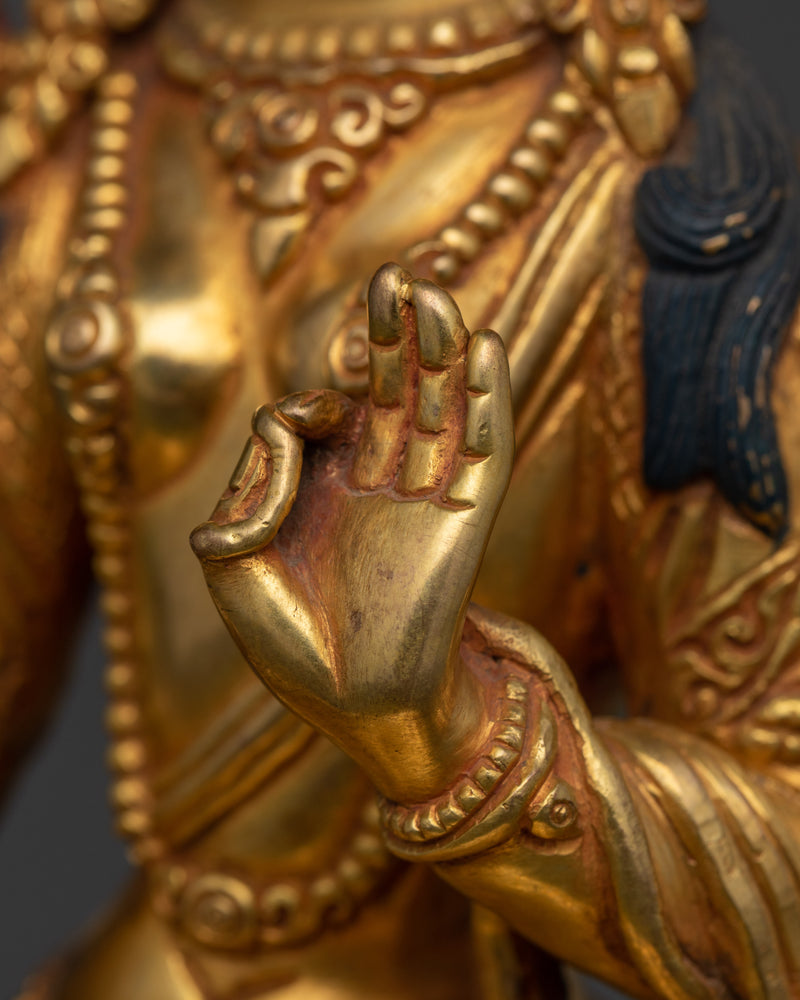 Sacred Green Tara Statue | Handcrafted 24K Gold Gilded Copper Sculpture