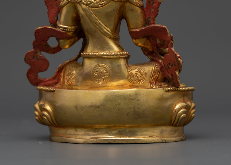 Sacred Green Tara Statue | Handcrafted 24K Gold Gilded Copper Sculpture