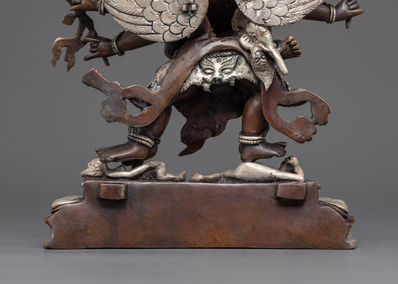 Sacred Hayagriva with Consort | Oxidized Copper and Silver-Plated Statue