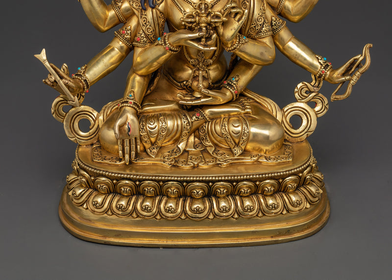 Sacred Namgyalma Statue | 24K Gold Gilded Copper Body with Gold & Acrylic Paintings