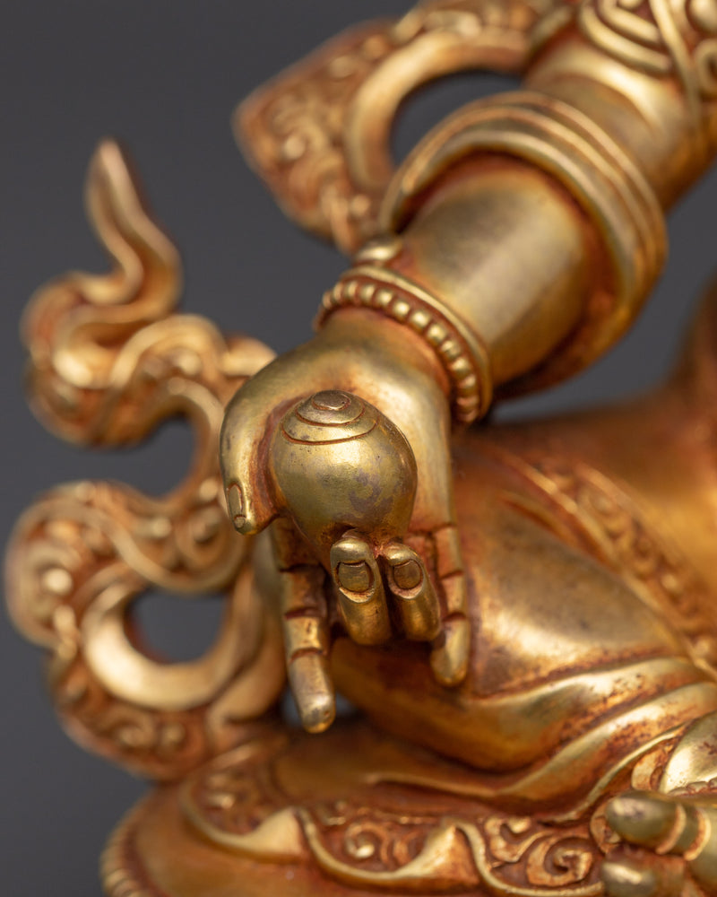 Sacred Dzambhala Sculpture | 24K Gold Gilded Copper Statue