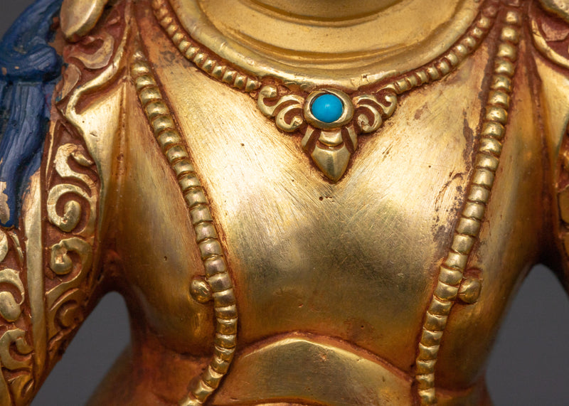 Sacred Dzambhala Sculpture | 24K Gold Gilded Copper Statue