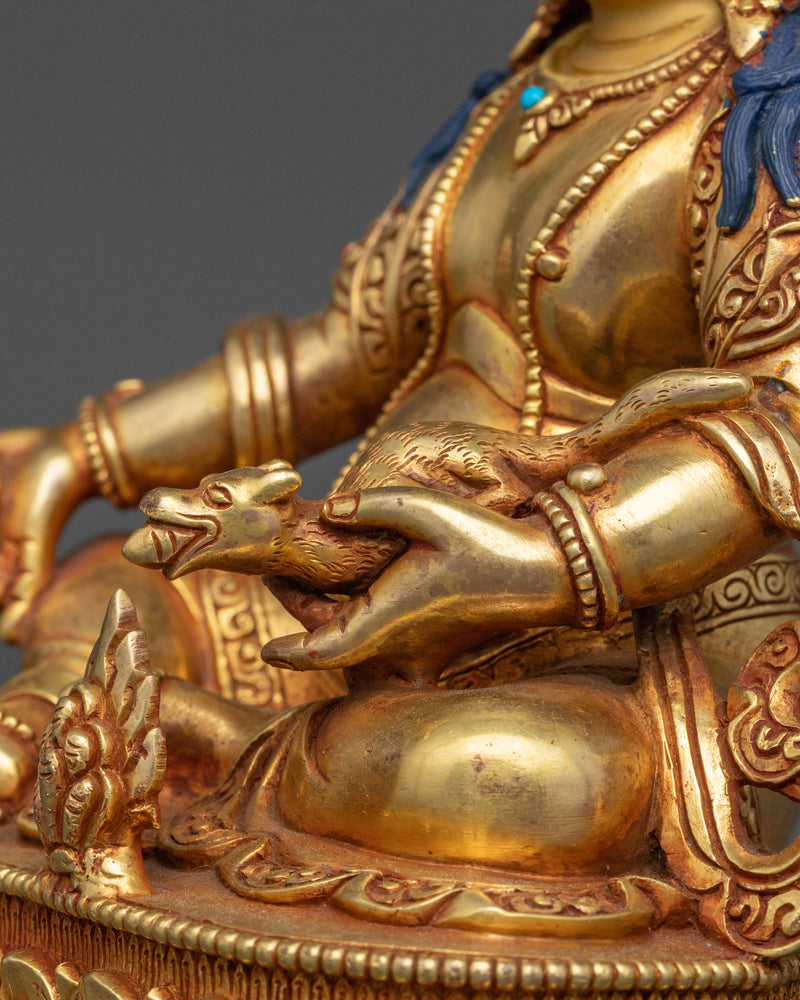 Sacred Dzambhala Sculpture | 24K Gold Gilded Copper Statue