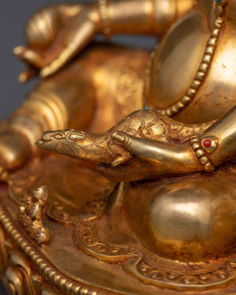 Dzambhala Sculpture for Shrine | 24K Gold Gilded Copper Deity Statue