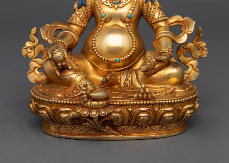 Dzambhala Sculpture for Shrine | 24K Gold Gilded Copper Deity Statue