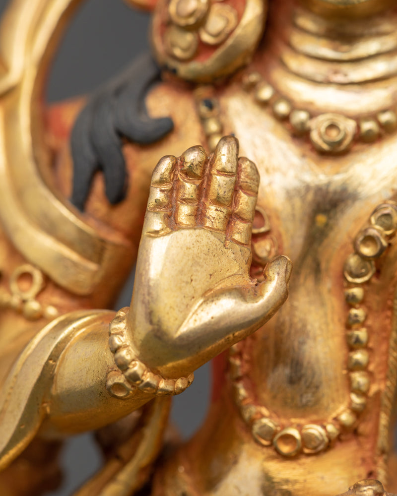 Sacred Lokeshvara Statue | 24K Gold Gilded Copper Body Sculpture